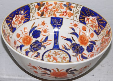 Large Imari Decorated Porcelain Pedestal Punch Bowl