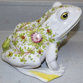 Hand Painted Italian Pottery Frog