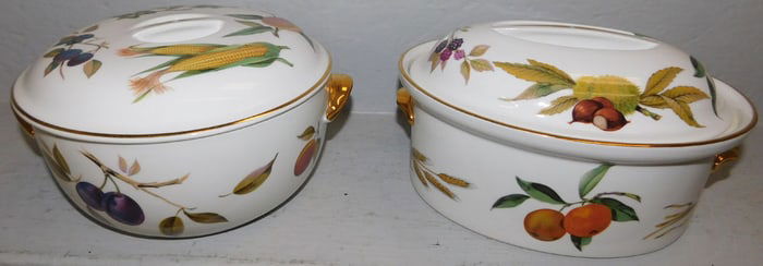 Two Royal Worcester "Evesham" Covered Dishes