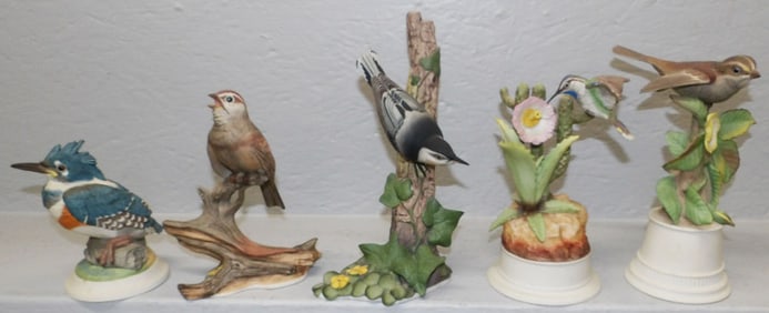Lot of Five Boehm Bird Figurines