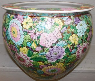 Oriental Painted Porcelain Jardiniere