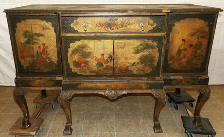 Antique Chinoiserie Decorated Sideboard, (As Found)