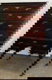 19th Century Cherry Two Piece Queen Anne Chest on Stand