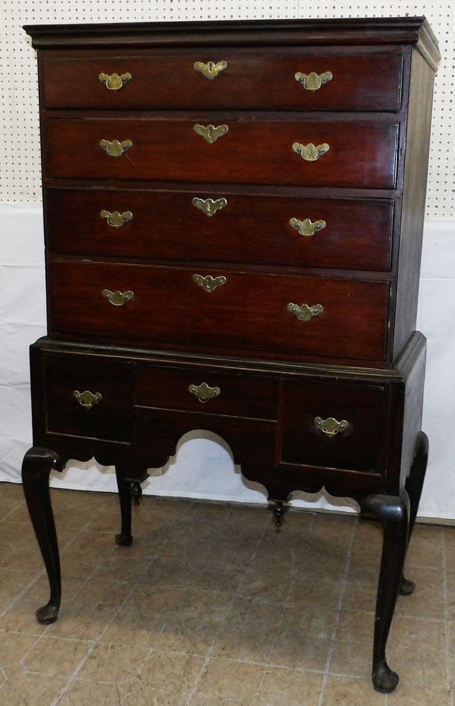 19th Century Cherry Two Piece Queen Anne Chest on Stand (1 of 8)