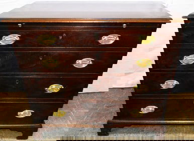19th Century Mahogany Four Drawer Chest with Pull Out Slide