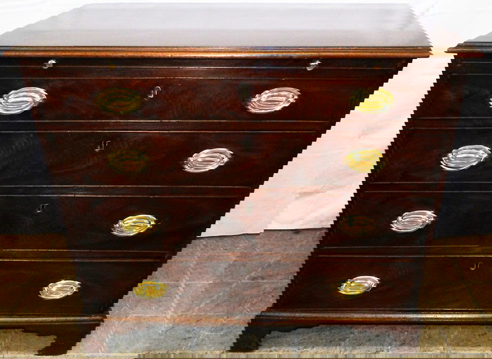 19th Century Mahogany Four Drawer Chest with Pull Out Slide (1 of 8)
