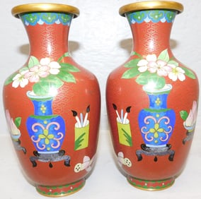 Pair of Oriental Cloisonne Vases