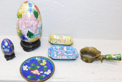 Lot of Cloisonne, Brass, & Enamel Items
