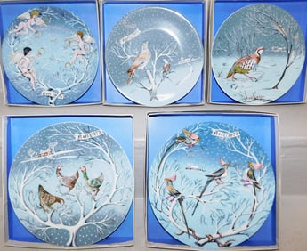 Five Hand Painted Haviland Limoges Holiday Plates