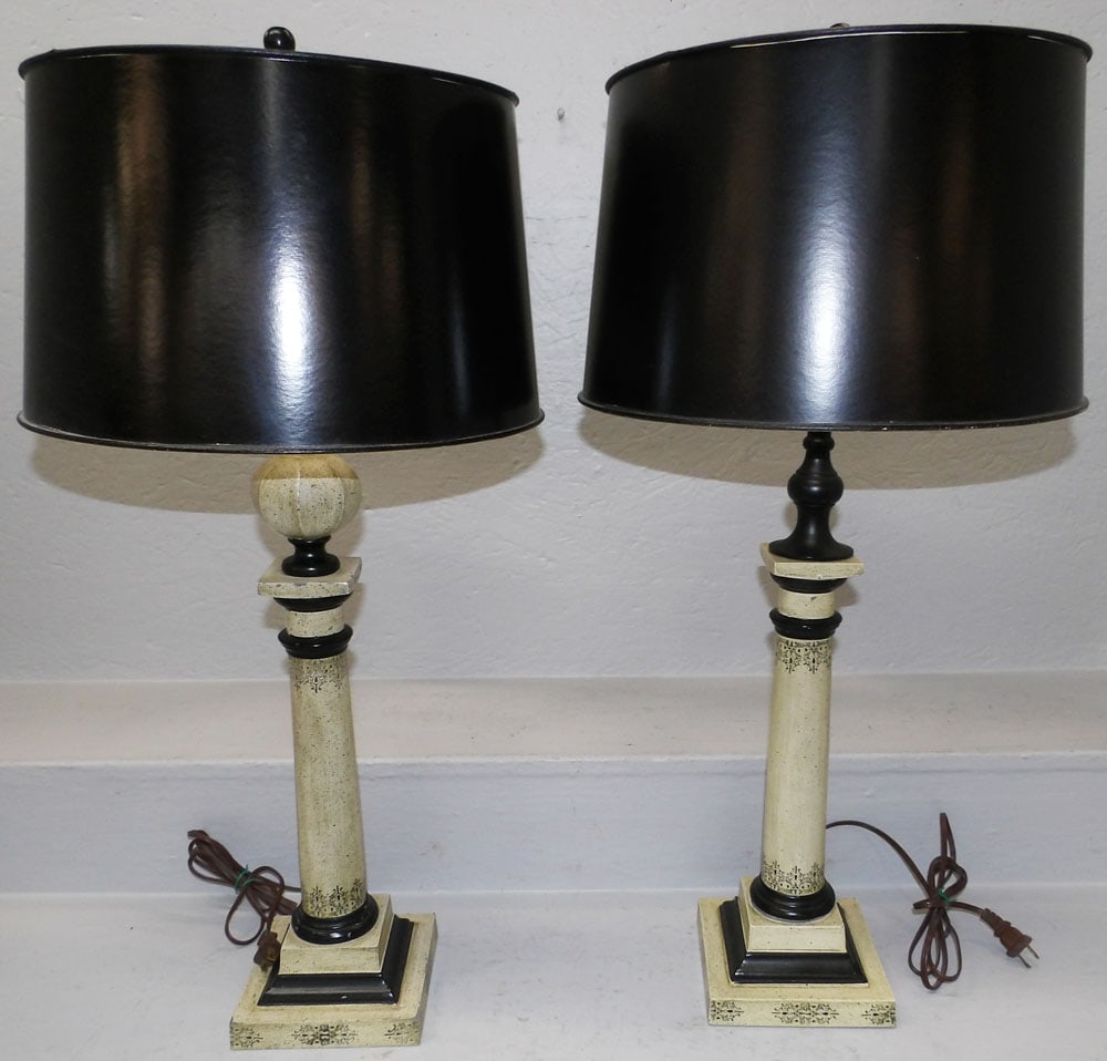 Pair of Painted Metal Column Lamps (1 of 5)