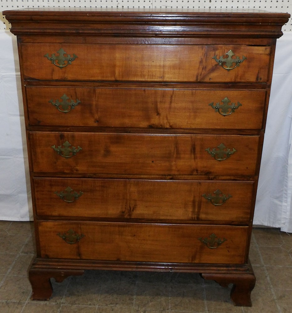 19th Century American Maple Five Drawer Chest  (1 of 7)