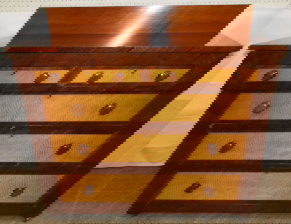 19th Century Cherry & Tiger Maple Drawer Front Two Over Three Chest  (1 of 6)