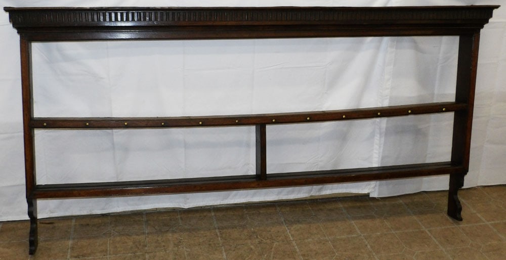 Large 19th Century English Oak Plate Rack: Large 19th Century English Oak Plate Rack. 38 1/4" H 76 1/2" W 7" D ALL DESCRIPTIONS AND ANY CONDITION STATEMENT GIVEN BY LANGSTON AUCTION GALLERY ARE STRICTLY OPINIONS AND LANGSTON'S SHALL HAVE NO RE