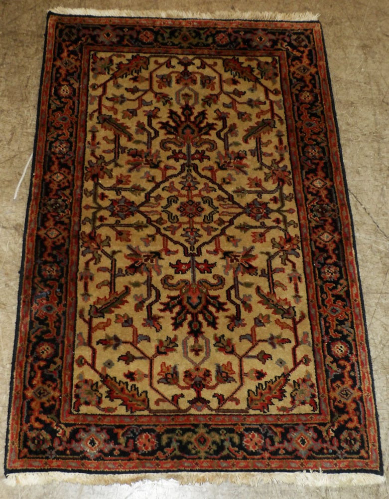 2' 7" x 4' 1" Hand Made Oriental Rug : 2' 7" x 4' 1" Hand Made Oriental Rug . ALL DESCRIPTIONS AND ANY CONDITION STATEMENT GIVEN BY LANGSTON AUCTION GALLERY ARE STRICTLY OPINIONS AND LANGSTON'S SHALL HAVE NO RESPONSIBILITY FOR ERRORS OR OM