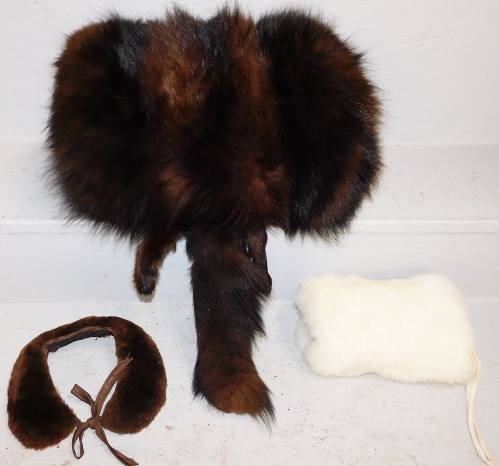 Two Vintage Fur Hand Warmers & Neck Warmer (1 of 4)