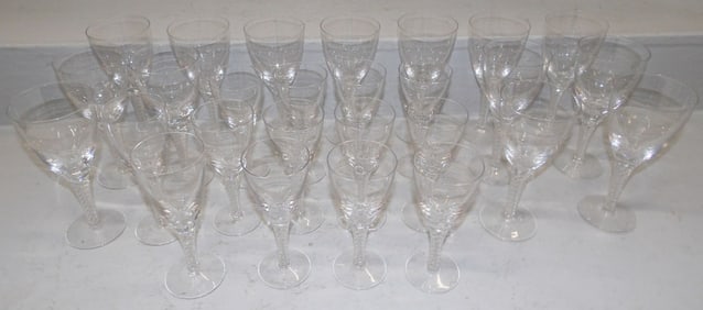 27 Pieces of Signed Stuart Hollow Swirl Stemware
