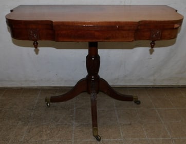 19th Century Fold Over Top Mahogany Game Table