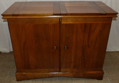 Walnut Bench Made Military Fold Over Top Bar Cabinet