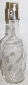 Antique Sterling Hinged Cap Thistle Motif Whisky Decanter Signed Hawkes