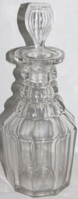 Antique Cut Glass Three Ring Form Hand Blown Decanter