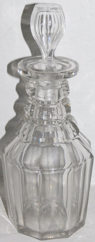 Antique Cut Glass Three Ring Form Hand Blown Decanter (1 of 4)