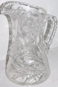 Antique Cut Glass Floral Motif Pitcher