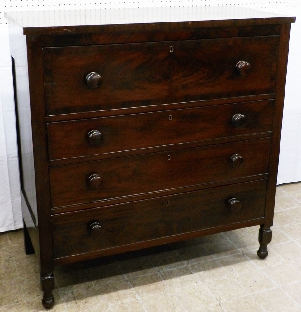 19th Century American Late Federal Mahogany Four Drawer Chest  (1 of 6)