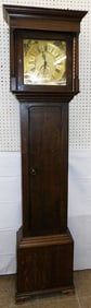 19th Century English Oak 30 Hour Grandfather Clock with Brass Dial