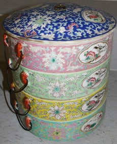 Oriental Painted Porcelain Stackable Wedding Dish