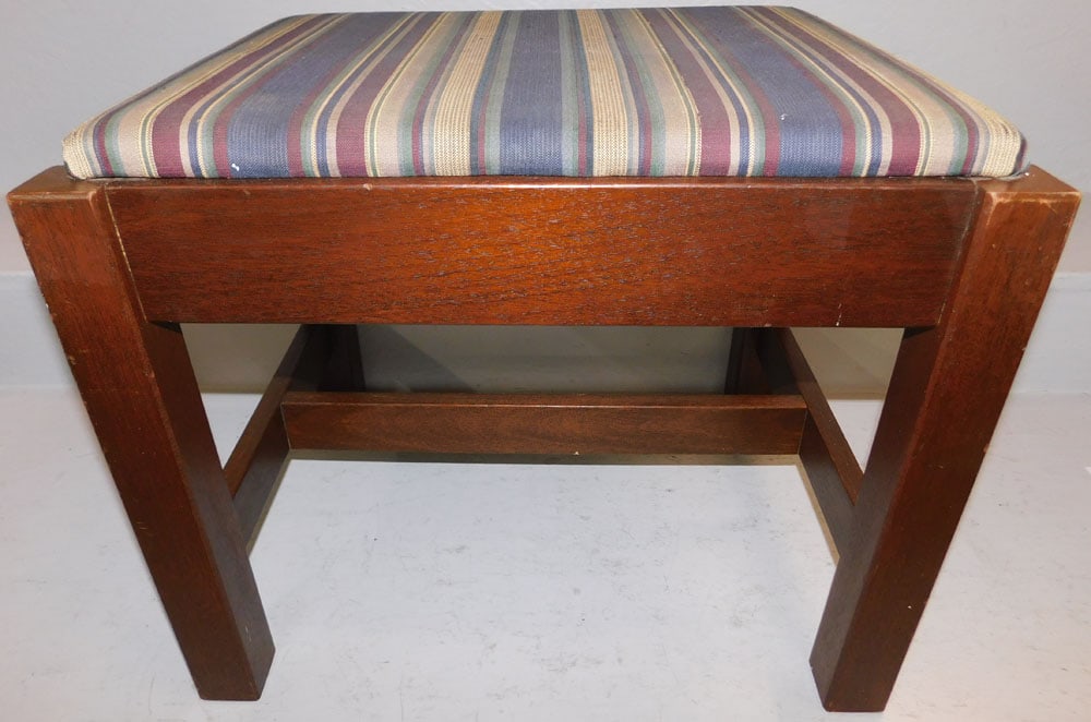 Mahogany Bench Made Upholstered Top Stool  (1 of 4)