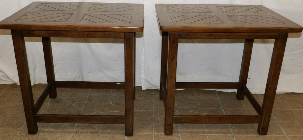 Pair of Oak Stretcher Base End Tables by Henredon  (1 of 6)