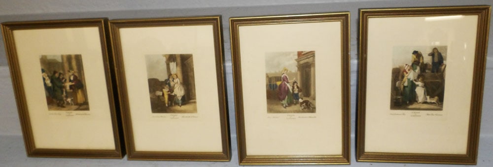 Four Small Framed English Hand Colored Engravings (1 of 6)