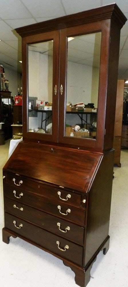 19th Century Mahogany Two Piece Secretary with Mirror Doors : 19th Century Mahogany Two Piece Secretary with Mirror Doors . 88" H 40 3/4" W 22" D ALL DESCRIPTIONS AND ANY CONDITION STATEMENT GIVEN BY LANGSTON AUCTION GALLERY ARE STRICTLY OPINIONS AND LANGSTON'S 