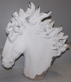 Large Painted Resin Horse Head Sculpture
