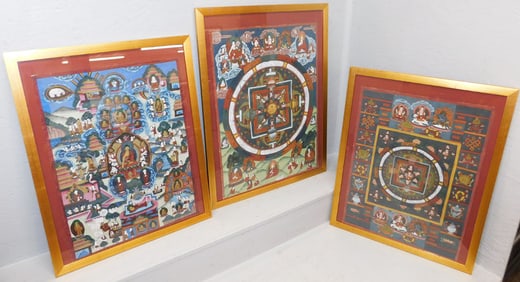 Three Framed Oriental Watercolors