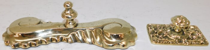 Two Antique Brass Paperweights