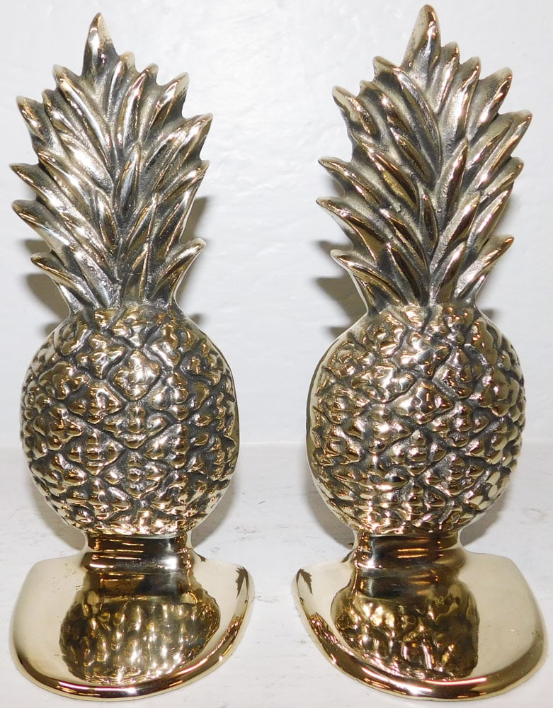 Pair of Cast Brass Pineapple Bookends (1 of 2)