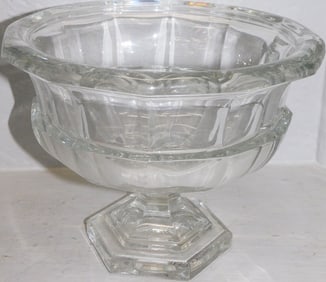 Mid Century Crystal Geometric Design Fruit Bowl Centerpiece