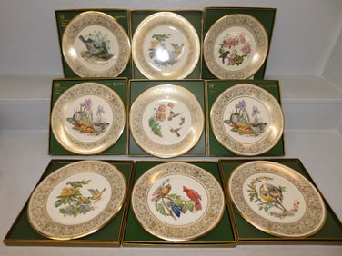 Lot of Nine Lenox Boehm Bird Motif Limited Edition Plates in Boxes