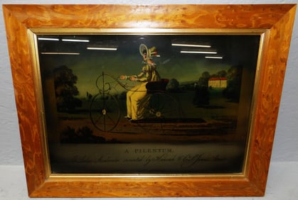 Maple Framed Reverse Painted Print on Glass Entitled: A Pilentum