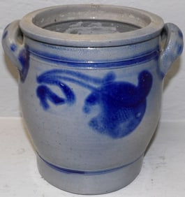 Blue Decorated Stoneware Crock