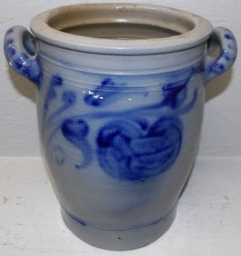 Blue Decorated Stoneware Crock
