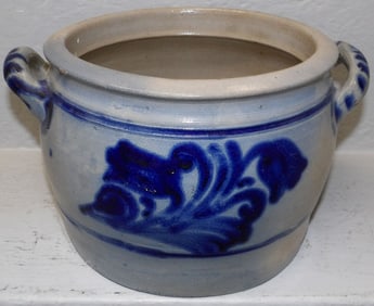 Blue Decorated Stoneware Crock