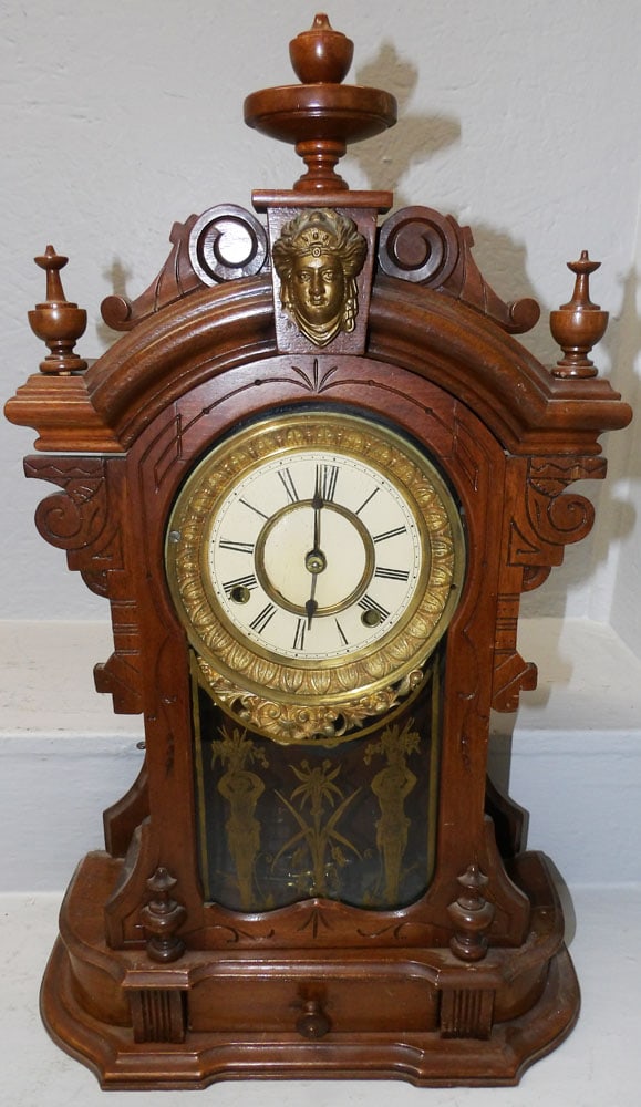 Antique Walnut Victorian Mantel Clock  (1 of 7)
