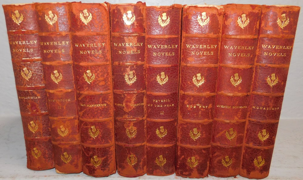 Eight Volumes of Leather Bound Waverly Novels (1 of 6)