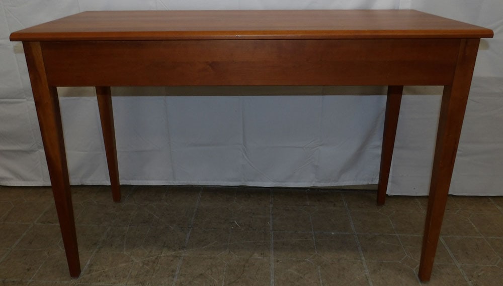 Cherry Tapered Leg Console by Harden: Cherry Tapered Leg Console by Harden. 30 1/2" H 45 1/2" W 20 1/4" D ALL DESCRIPTIONS AND ANY CONDITION STATEMENT GIVEN BY LANGSTON AUCTION GALLERY ARE STRICTLY OPINIONS AND LANGSTON'S SHALL HAVE NO RE