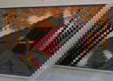 Large Painting on Board of Bridge Artist Signed