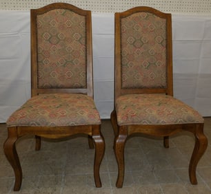 Pair of Oak & Upholstered Side Chairs by Drexel