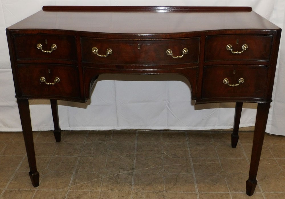 19th Century Mahogany Banded Top Serpentine Front Ladies Desk  (1 of 10)