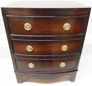 Mahogany Three Drawer Diminutive Bow Front Chest